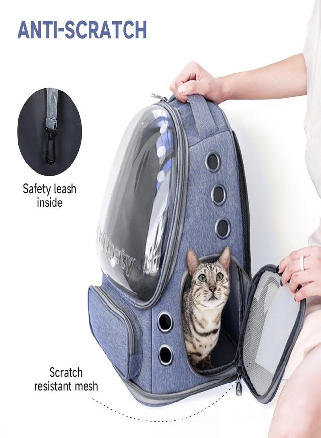 Onomie Cat Backpack Carrier, Breathable Cat Carrier Large Space Bubble Pet Backpack for Kitty Small Dog up to 15lbs, Transparent & Foldable Pet Carrier for Travel Hiking (Blue) - Image 4